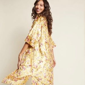 Yellow Velvet Floral Kimono